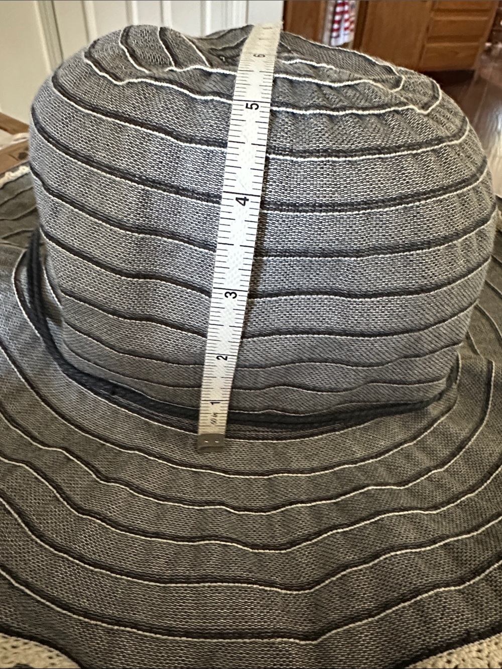 C.C Gray Cotton Sun Hat with Stitched Ring Detail - Picture 5 of 7
